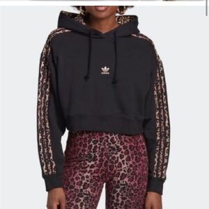 NWT black adidas leopard striped hoodie / Size XS